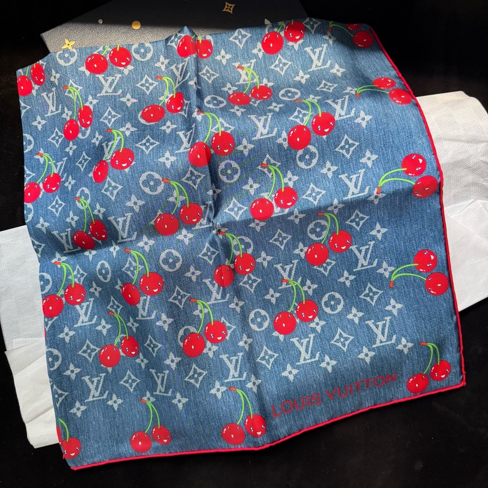 Louis Vuitton Cherry Silk Scarf